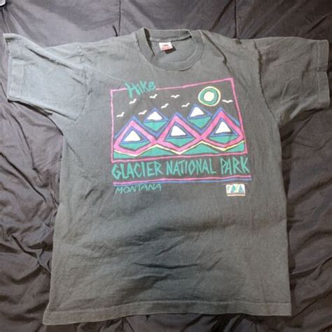 Vintage Glacier National Park Montana Black T Shirt S Gem