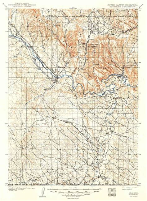 1902 Topo Map of Edgemont South Dakota - Etsy