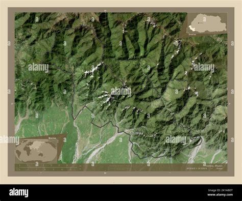 Samtse, district of Bhutan. High resolution satellite map. Locations ...