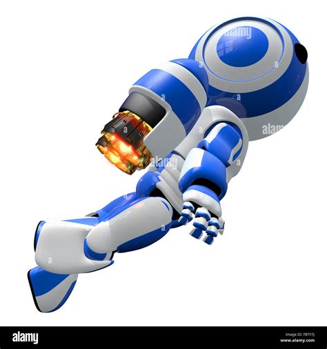 Robot Rocketeer With A Jet Pack Flying Upward To New Horizons Stock