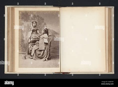 Portrait Of Two Unknown Women In Italian Traditional Costume Stock