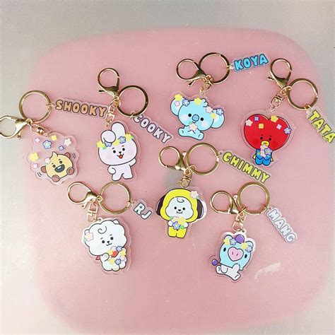 New Kpop Bts Bt Key Chains Flowers Chimmy Cooky Koya Mang Rj Shooky