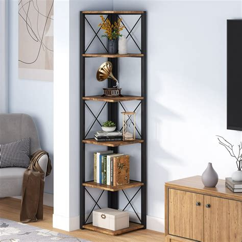 Tribesigns 6 Tier Corner Shelf 708 Inch Tall Corner Bookshelf Storage