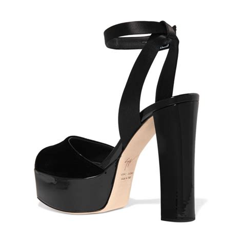 GIUSEPPE ZANOTTI Velvet Satin And Patent Leather Platform Sandals