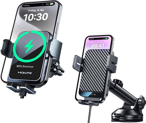 Wireless Car Charger Mokpr 15w Fast Charging Auto Clamping