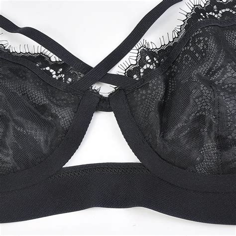 Women Hot Sexy Transparent See Through Embroidery Lace Bra And Panty