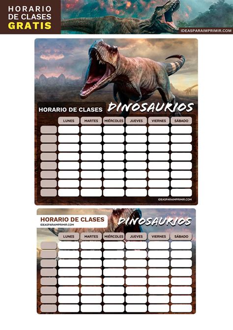 Dinosaurios Descargar Horario De Clases Dinosaurios Para Imprimir