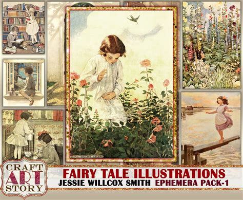 Vintage Fairy Tale Art Illustrations Ephemera Pack Printable Kit Jessie