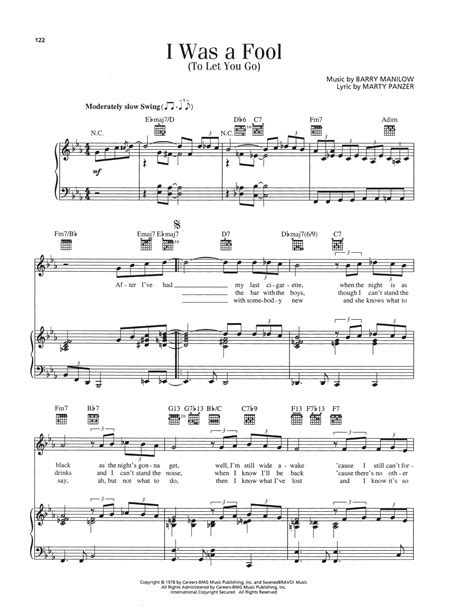 I Was A Fool To Let You Go By Barry Manilow Sheet Music For Piano