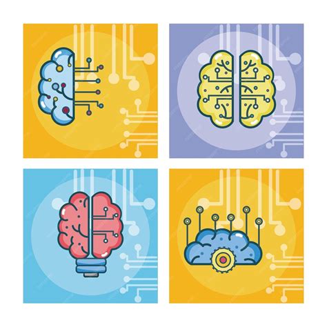 Premium Vector | Set of artificial intelligence cartoons