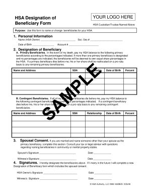 Fillable Online Designation Of Beneficiary Form Sample Fax Email Print