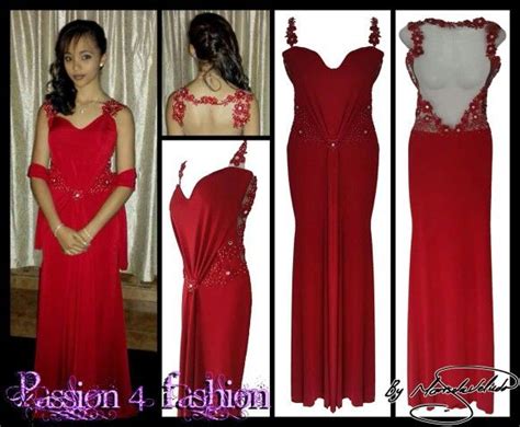 Wine Red Matric Dress An Open Illusion Back Detailed With Applique