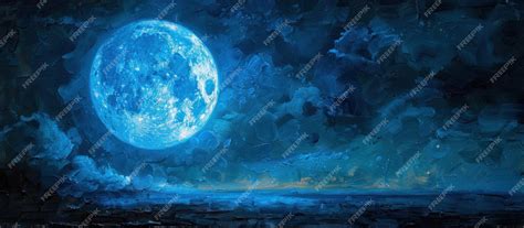 Premium Photo | Blue Moon in Night Sky