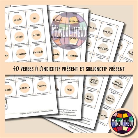 Jeu De Memory Indicatif Et Subjonctif