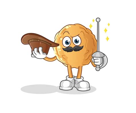 Premium Vector The Meatball Fencer Character Cartoon Mascot Vector