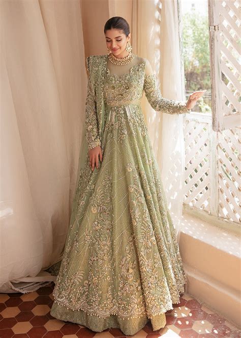 Embroidered Designer Pakistani Bridal Dress In Heavily Embroidered Traditional Bridal Gown In