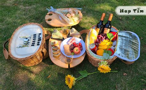 Amazon Hap Tim Wicker Picnic Basket Set For 2 With Mini Folding