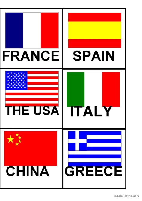 Countries English Esl Worksheets In 2020 World Flags With Names Images