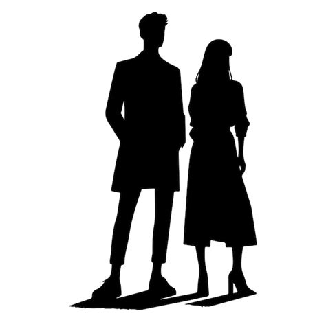 Premium Vector Couple Standing Silhouettes Of Man And A Woman Vector Illustration