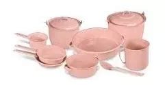 Ollas Bateria Cocina Completamente Rosa De Piezas Peltre Meses Sin