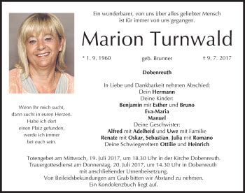 Traueranzeigen Von Marion Turnwald Trauer Nn De