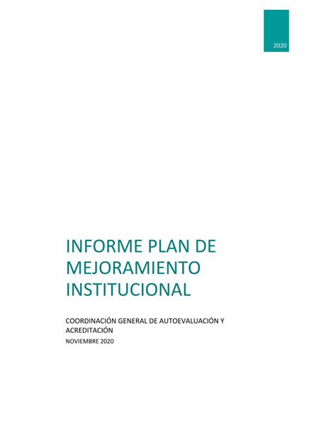 Pdf Informe Plan De Mejoramiento Institucional Dokumen Tips