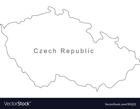 Black White Czech Republic Outline Map Royalty Free Vector