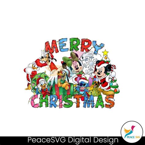 Merry Christmas Disney Characters PNG Digital Download » PeaceSVG