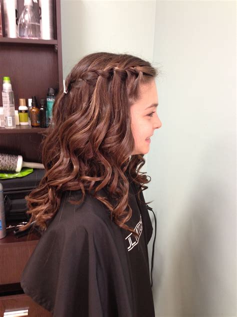 Waterfall Braid With Curls Swing Dance Hair Dance Hairstyles Waterfall Braid With Curls