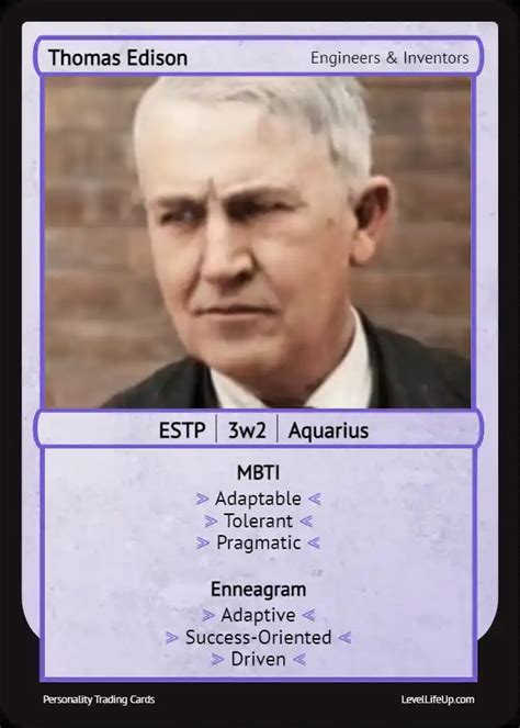 Thomas Edison Enneagram Mbti Personality Type Level Life Up