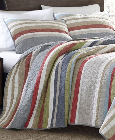 Eddie Bauer Salmon Ladder Stripe Reversible 3 Piece King Quilt Set And Reviews Quilts