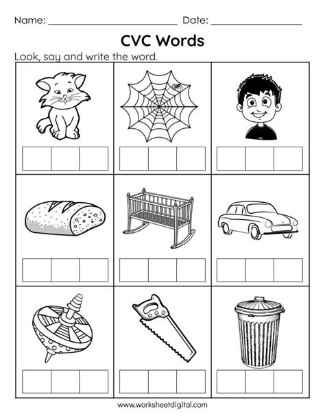 Cvc Words Say And Write The Cvc Words Phonics Worksheets Kindergarten Preschool Homeschool