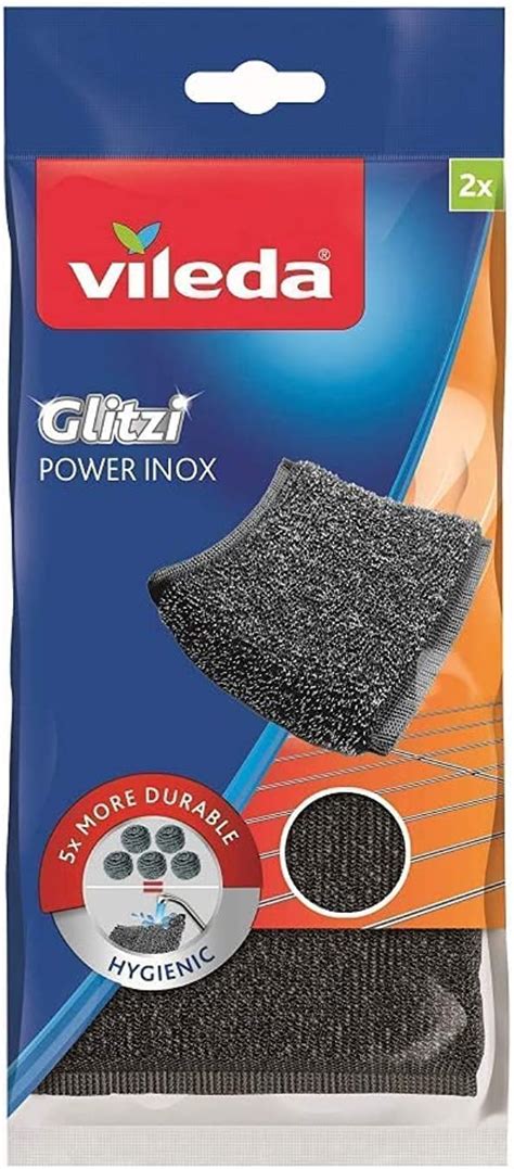 Vileda Glitzi Power Inox Éponge Métallique à Récurer Pack de 2