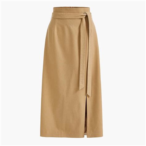 Motf Premium Wool Mix Belted Split Skirt Shein Uk