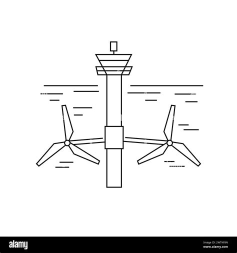 Tidal Power Station Color Line Icon Alternative Energy Source Vector