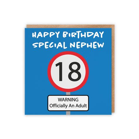 Nephew 18th Birthday Card Special Nephew Warning Officially An Adult Road Sign Collection Etsy Uk