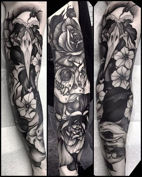 Black and White Tattoos with Flower Designs