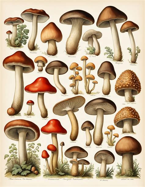 Vintage Mushrooms Poster Free Stock Photo Public Domain Pictures