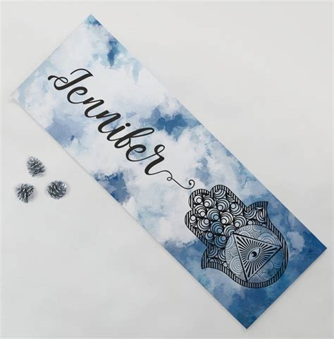 Indigo Sky Blue Yoga Mat Personalized Third Eye Hamsa Tie Dye Etsy