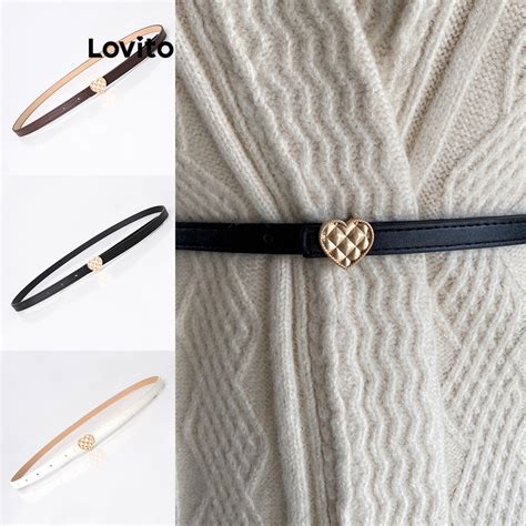 Lovito Casual Heartshape Texture Metal Belt For Women LFA13582 Lovito