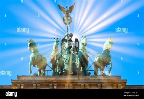 Brandenburg Gate Quadriga Sculpture Of Four Horses Hi Res Stock