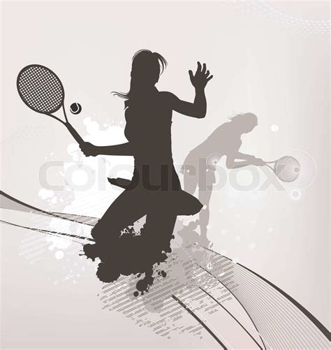 Tennis Girl Silhouette Stock Vector Colourbox