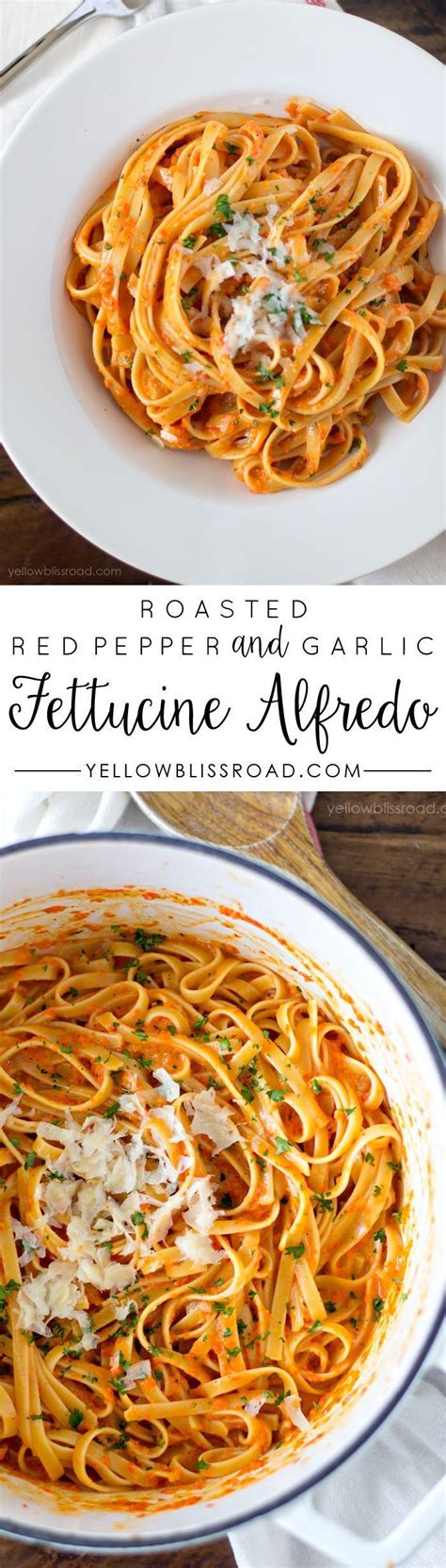 Roasted Garlic And Red Pepper Fettuccine Alfredo Recipe Pasta