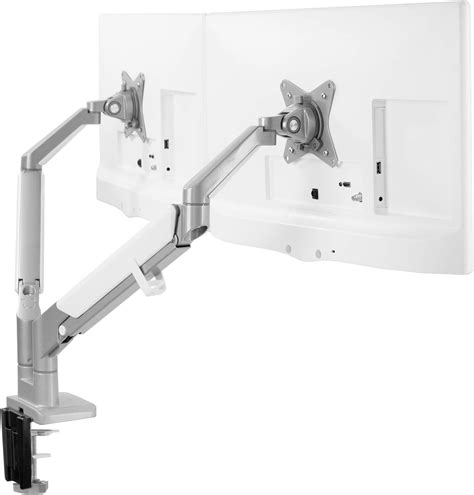 Wali Soporte De Doble Monitor Con Brazos Blancos Vesa Para Monitores