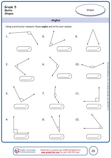 Angles Worksheet For Class 4