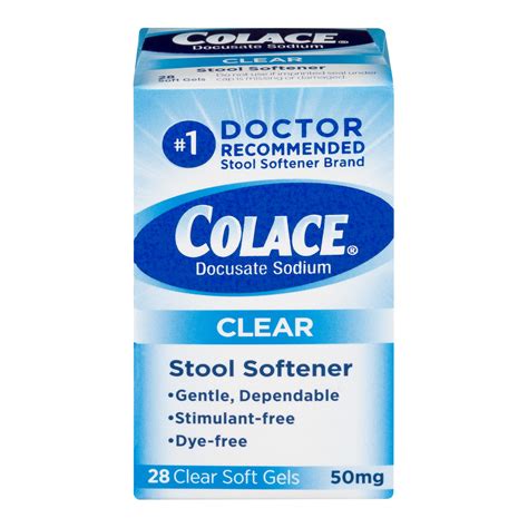 Colace Docusate Sodium Stool Softener Clear 28 Ct