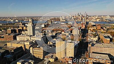 Aerial View Camden New Jersey Downtwon City Skyline Plus Philadelphia Stock Footage - Video of ...