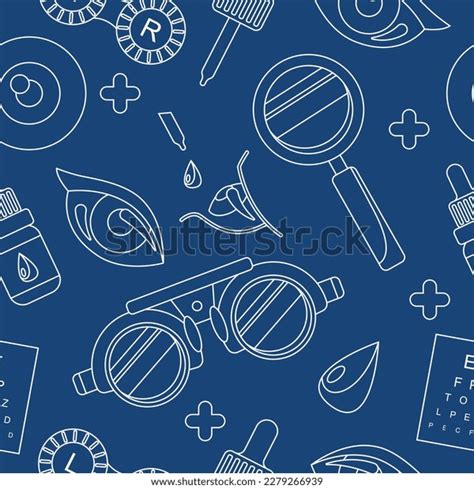 Ophthalmology Seamless Pattern Outline Optometrist Eyesight Stock