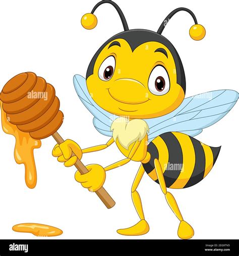 Cartoon Cute Bee Holding Honey Stock Vector Image And Art Alamy