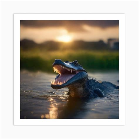 Alligator Art Print By Cyberxai Fy